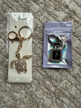 Gold Crystal Turtle Keychain -